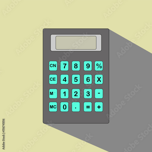 Flat lay colorful calculator with shadow	