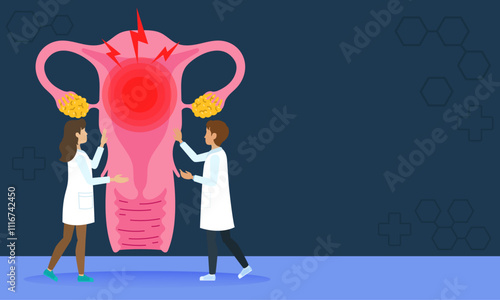 Medical Illustration of Uterine Pain and Endometriosis Diagnosis