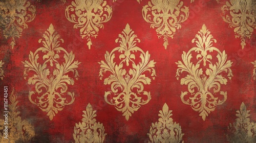 Vintage Baroque Red and Gold Pattern