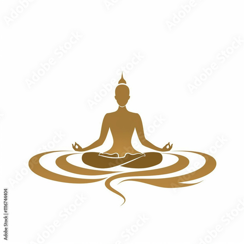 Yoga logo icon, girl doing yoga on empty white background