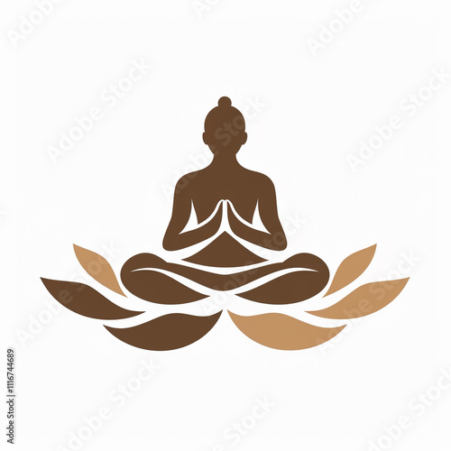 Yoga logo icon, girl doing yoga on empty white background