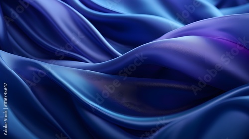 Luxurious flowing blue fabric creating an elegant and smooth texture with soft curves and seamless folds.