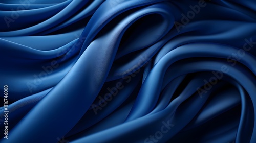 Luxurious flowing blue fabric creating an elegant and smooth texture with soft curves and seamless folds.