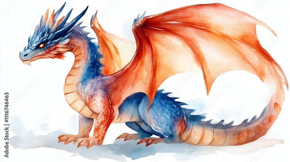 Fototapeta premium Watercolor Dragon Illustration