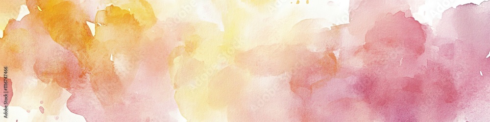 Fototapeta premium Soft watercolor wash banner in pink and yellow hues