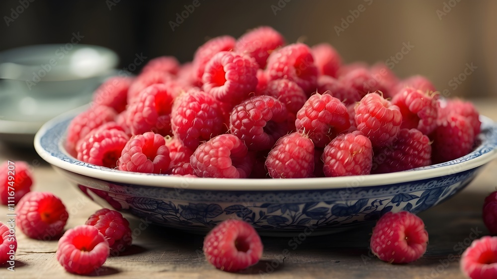 A plate full of raspberry A plate full of raspberry