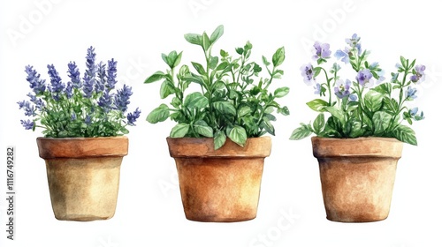 Watercolor Herb Garden Trio