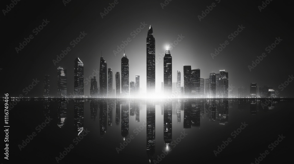 Obraz premium Futuristic Cityscape Silhouette