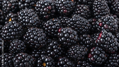 A Solid Background of Juicy Black Berries photo