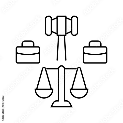 business litigation corporate law line icon vector. business litigation corporate law sign. isolated contour symbol black illustration