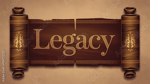 Typography with antique scroll patterns reading 