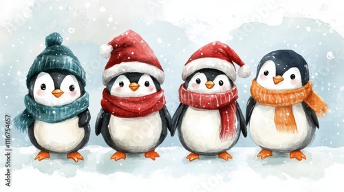 Wallpaper Mural Cute Penguins in Winter Attire Torontodigital.ca