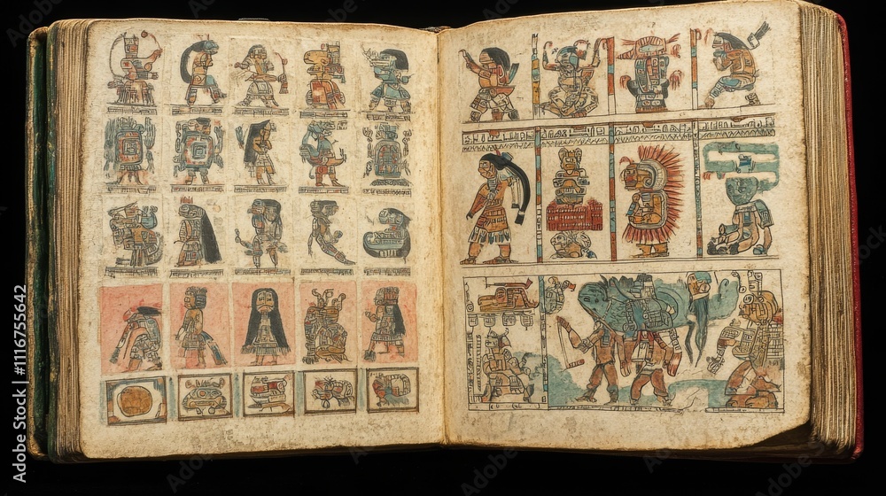 Fototapeta premium Ancient Manuscript with Illustrations