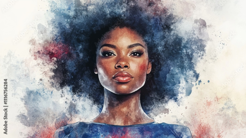 Fototapeta premium Portrait of a Woman in Watercolor