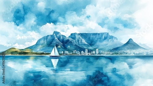 Table Mountain Watercolor Landscape