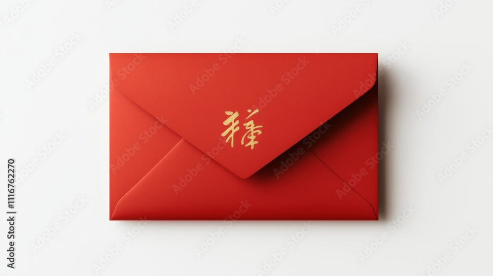 Fototapeta premium Traditional red envelope with chinese calligraphy for lunar new year celebrations