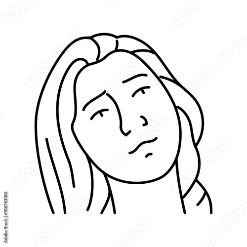 hesitation woman expression line icon vector. hesitation woman expression sign. isolated contour symbol black illustration
