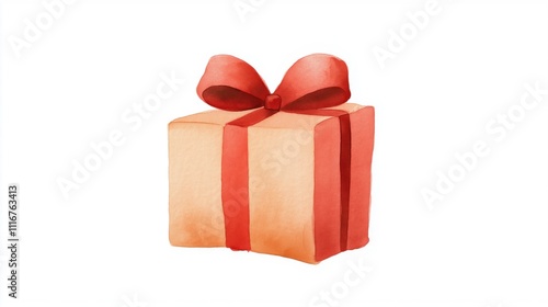 Beautifully wrapped red gift box painting for birthday or holiday celebrations