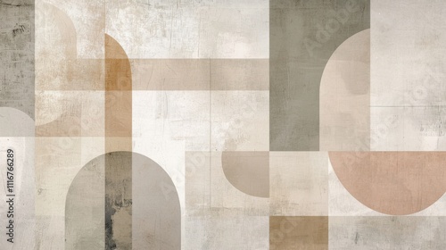 This image features a modern abstract design with muted colors and geometric shapes, creating a sophisticated and artistic background.