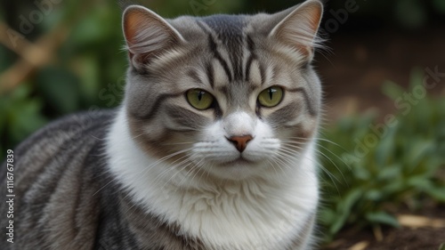 Wallpaper Mural Close-up portrait of a grey and white tabby cat outdoors. Torontodigital.ca