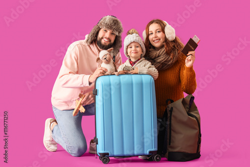 Happy family in winter clot...