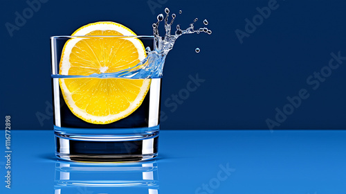 Refreshing Lemon Water with a Splash Effect photo