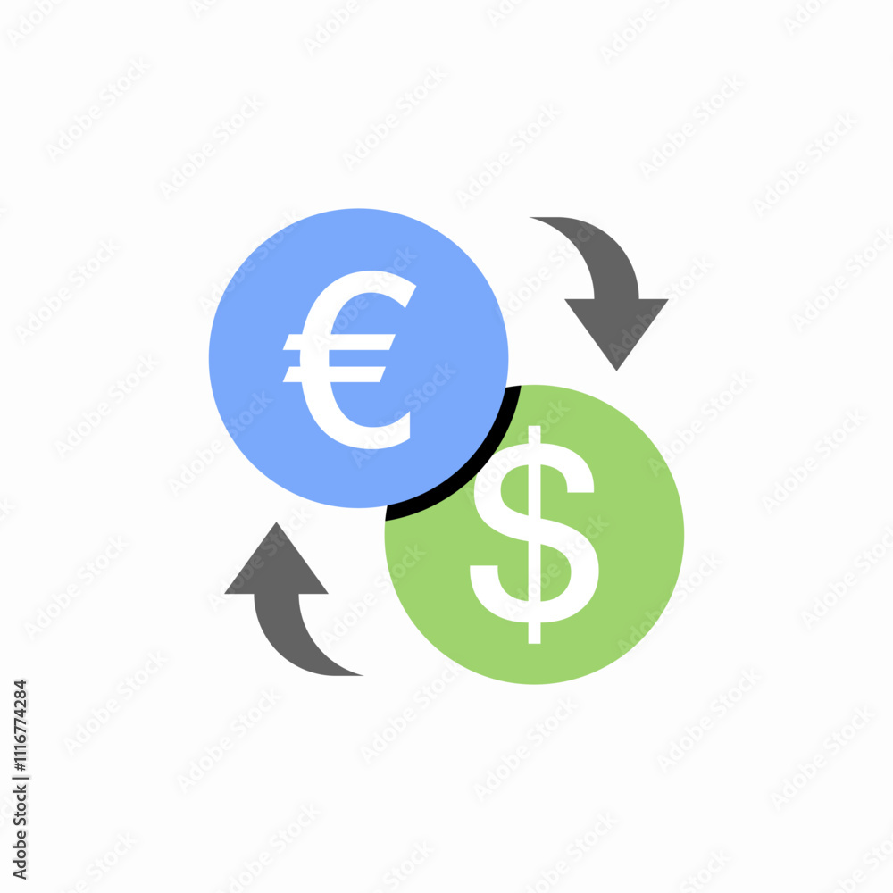 euro to dollar exchange currency icon sign vector