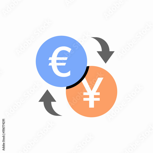 euro to yen exchange currency icon sign vector