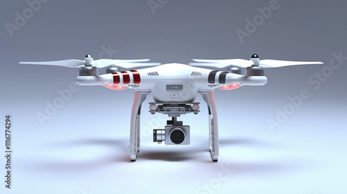 White drone with camera, isolated on white background. (1)