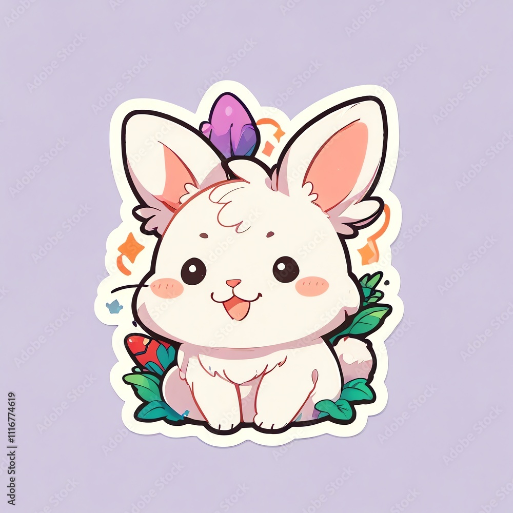 Adorable White Bunny Rabbit Sticker Design Adorable White Bunny Rabbit Sticker Design