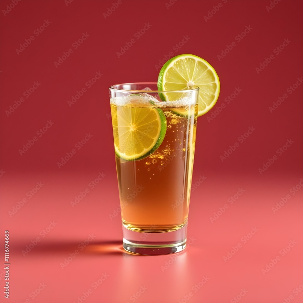 Refreshing Lime Beer in Tall Glass with Ice Refreshing Lime Beer in Tall Glass with Ice