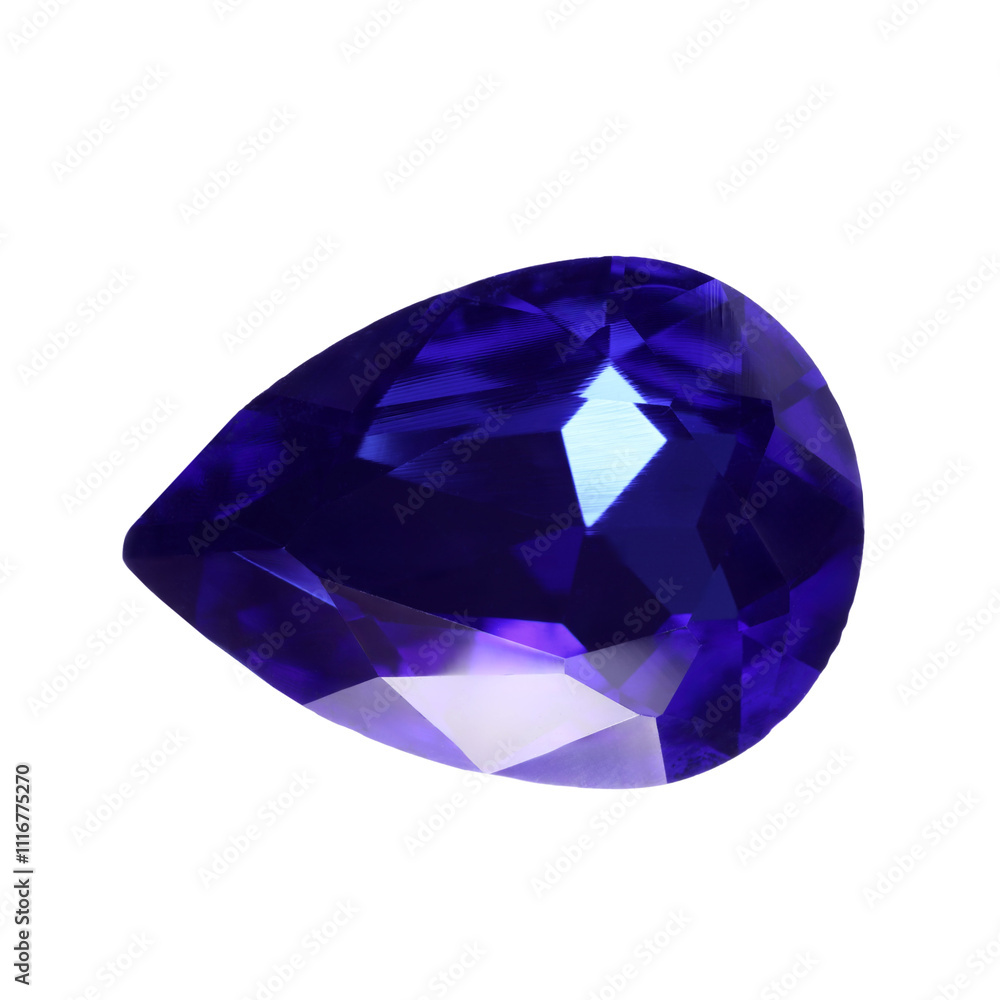 Fototapeta premium One violet shiny gemstone isolated on white