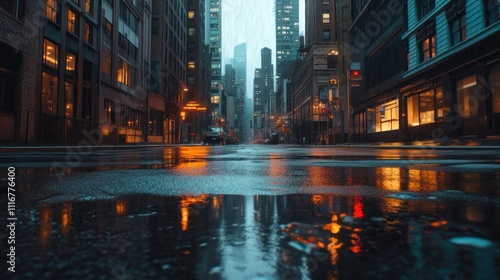 Rainy Cityscape Reflections