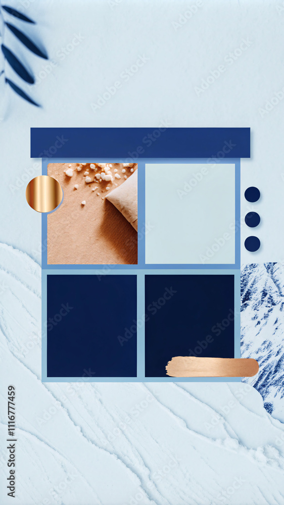 Obraz premium A trendy social media layout for lifestyle bloggers, featuring soft pink and beige tones, elegant cursive fonts, and photo placeholders with subtle drop shadows