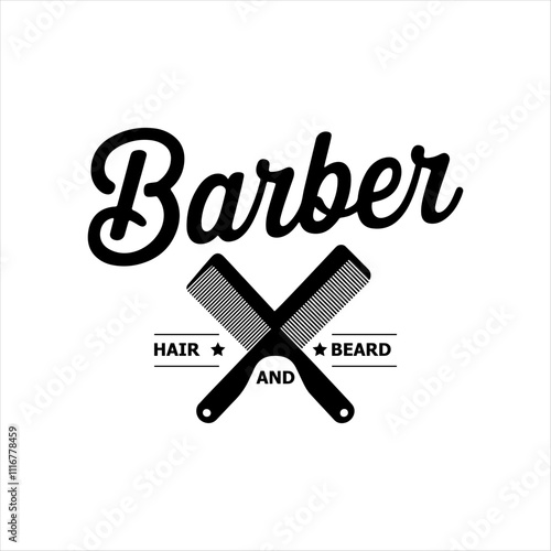 "Classic Barber Shop vector silhouette Logo Design with Moustache and Razors, Haircuts & Shaves Branding"