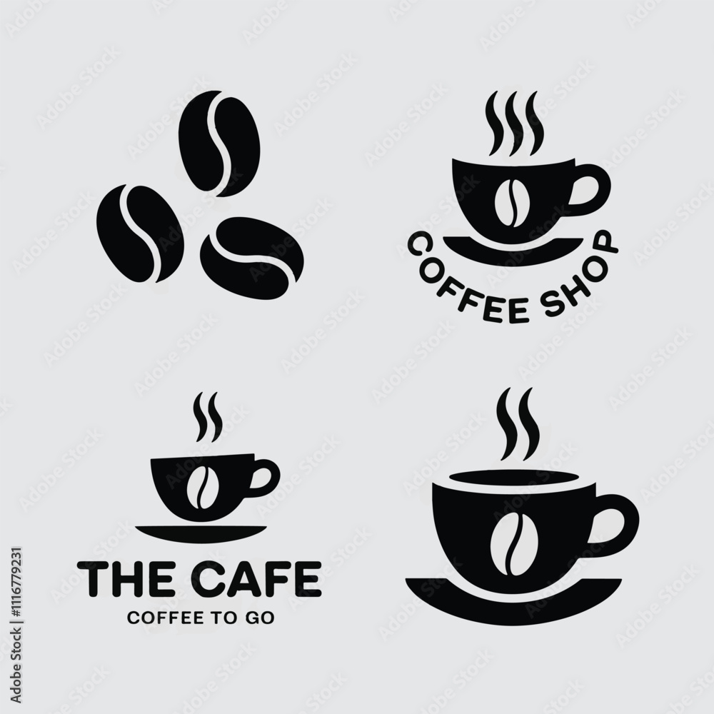 Obraz premium coffee cup logo for cafe shop label sign with coffee icon illustration design 