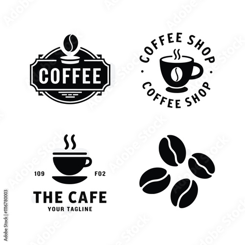 coffee cup logo for cafe shop label sign with coffee icon illustration design 