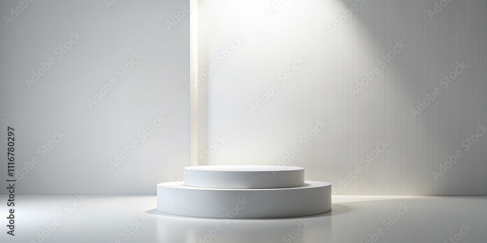 Sophisticated white pedestal set against a pure white backdrop, perfect for product displays, minimalist marketing, studio photography, and versatile promotional solutions for a modern look. Sophisticated white pedestal set against a pure white backdrop, perfect for product displays, minimalist marketing, studio photography, and versatile promotional solutions for a modern look.