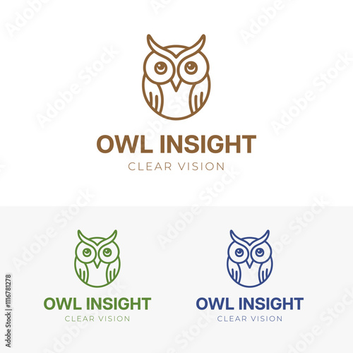 owl logo design with Owl Insight clear vision, perfect for branding, logos, educational materials, and nature themed designs in need of wisdom. EPS Layered Vector File photo