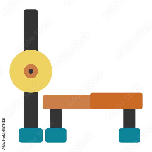 Bench press Icon In Flat Style. Color Fill