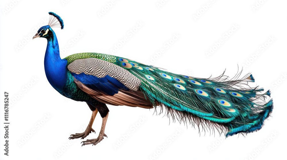 Obraz premium Realistic Peacock with Vibrant Feathers Displaying Elegance