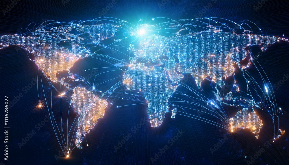 Fototapeta premium A radiant map showcasing our digital landscape. 
