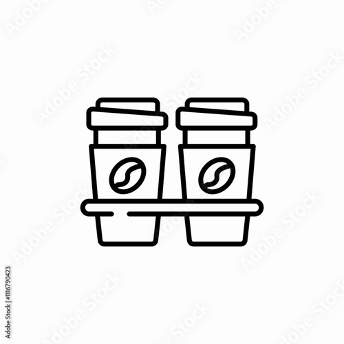 double coffee take away holder icon sign vector