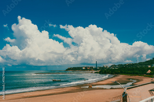 Natural landscape with sea view in Puerto Colombia, Barranquilla, Colombia.