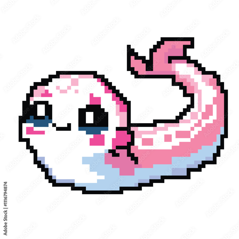 Fototapeta premium Pixel art cute eel 