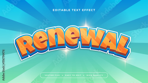 Blue orange and green renewal 3d editable text effect - font style