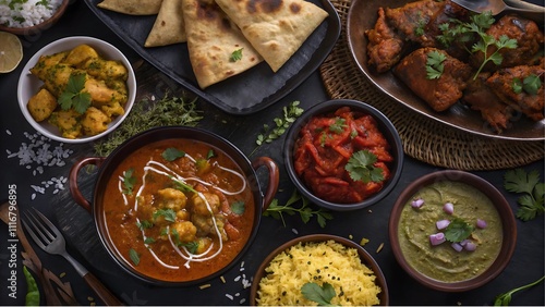 Traditional Indian Dishes Served on a Table photo