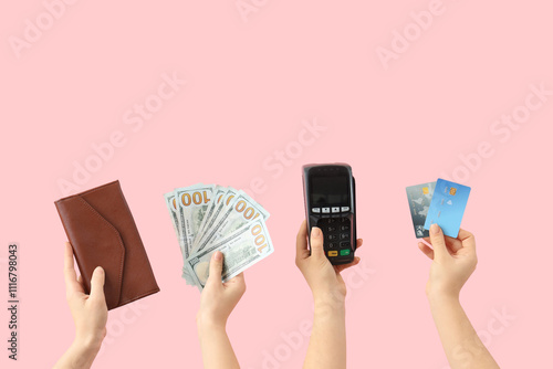 Female hands with money, wa...