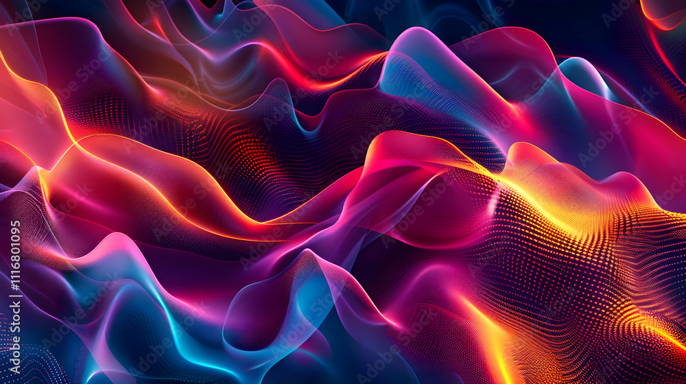 Abstract 3D Background with Wavy Lines and Glowing Dots Abstract 3D Background with Wavy Lines and Glowing Dots