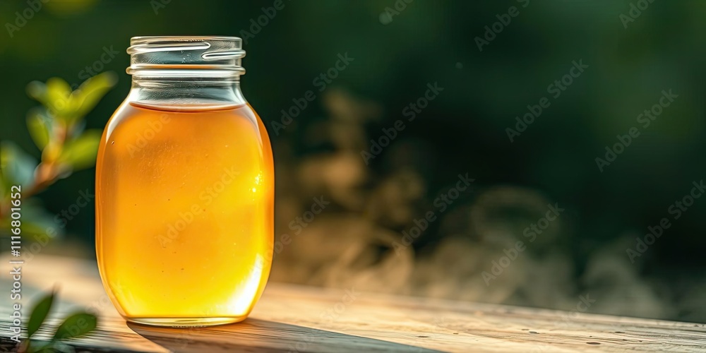 A delicate translucent golden yellow bubble suspended in a clear glass jar filled with soft pink fog and surrounded by lush greenery, soothing, earthy A delicate translucent golden yellow bubble suspended in a clear glass jar filled with soft pink fog and surrounded by lush greenery, soothing, earthy